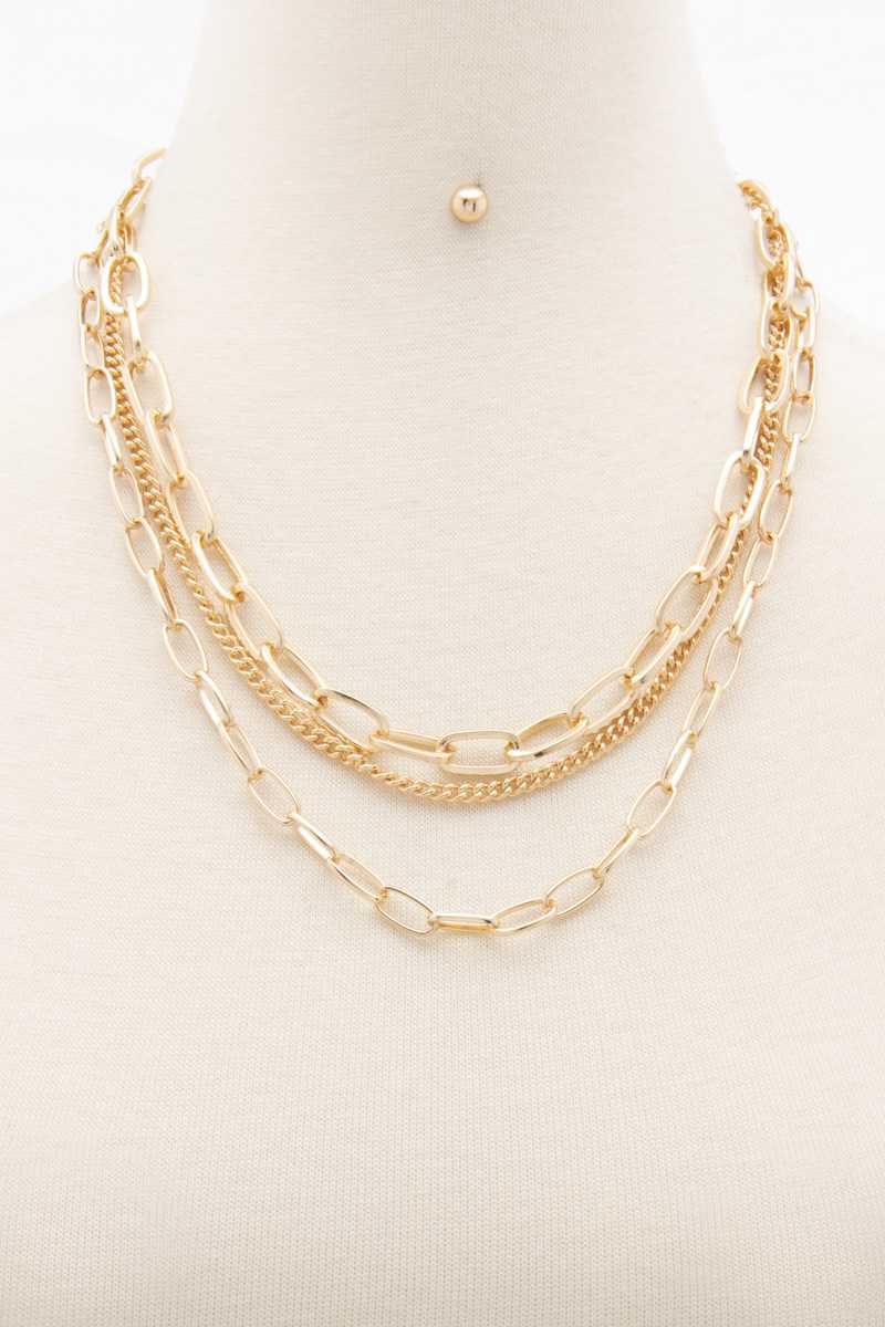 Oval Link Layered Necklace - YuppyCollections