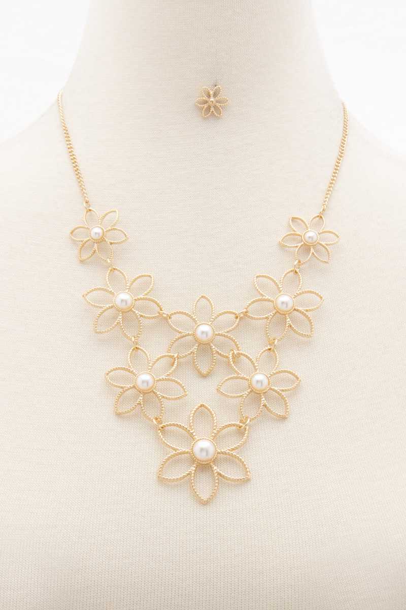 Flower Pearl Bead Necklace - YuppyCollections