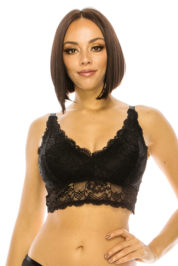 Floral Lace Overlay Bralette - YuppyCollections