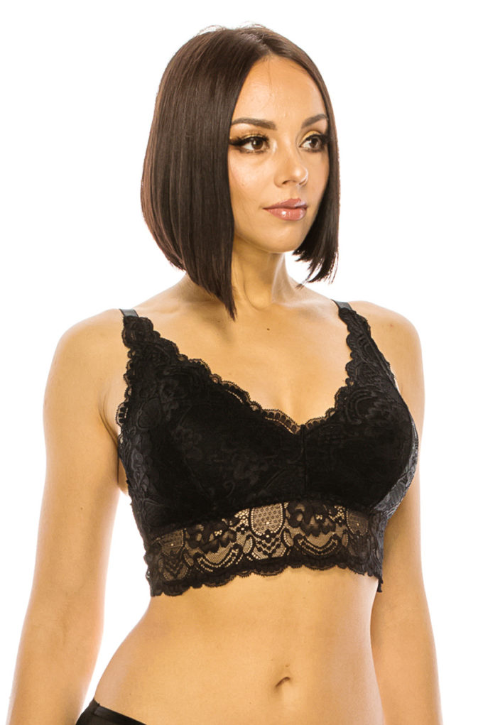 Floral Lace Overlay Bralette - YuppyCollections