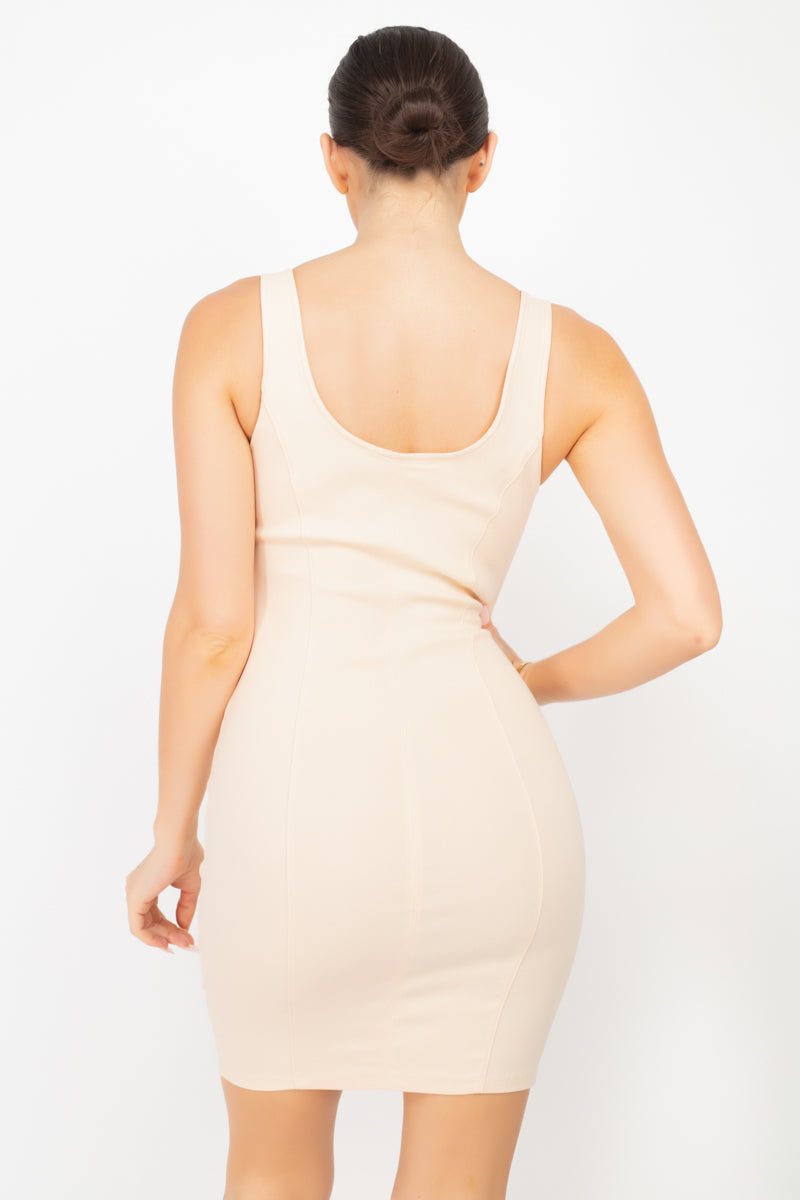 Scoop Neck Bodycon Mini Dress - YuppyCollections