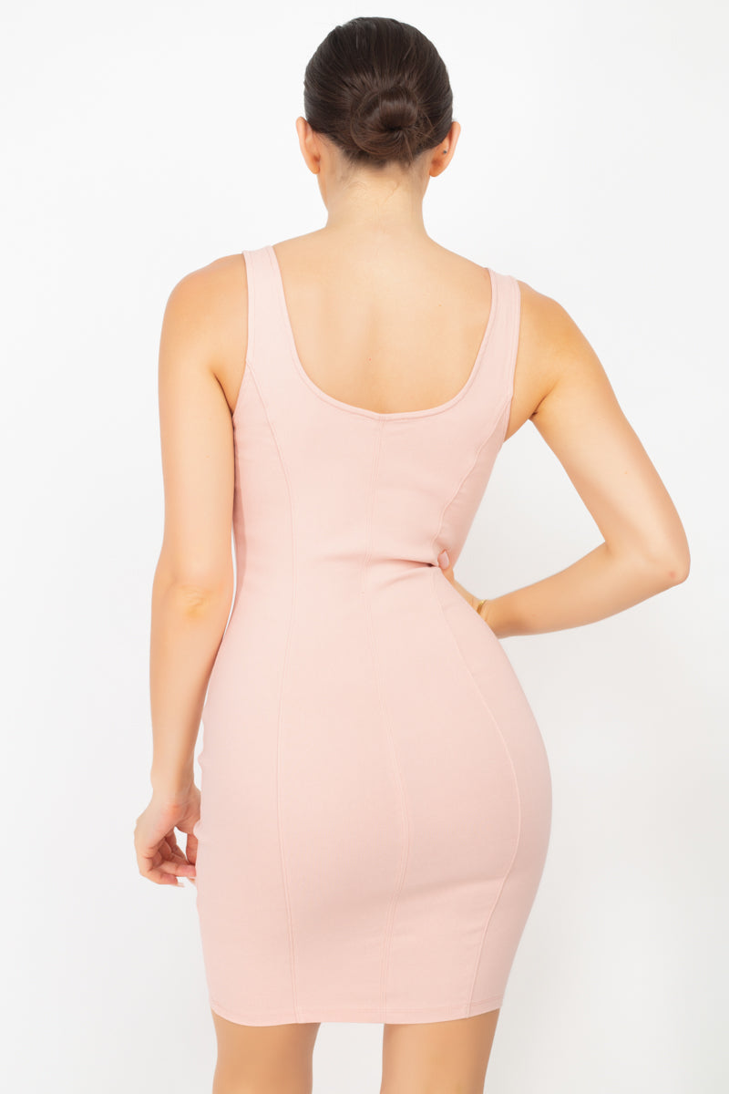 Scoop Neck Bodycon Mini Dress - YuppyCollections