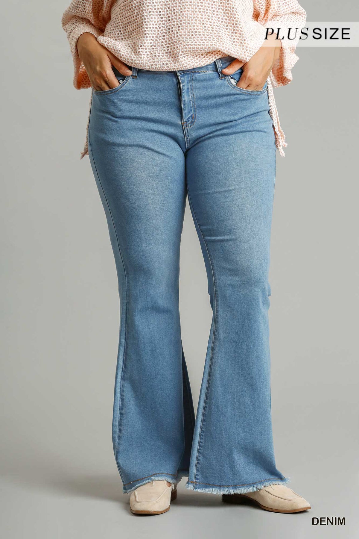 High Rise Stretch Denim Wide Leg Flare Jeans - YuppyCollections