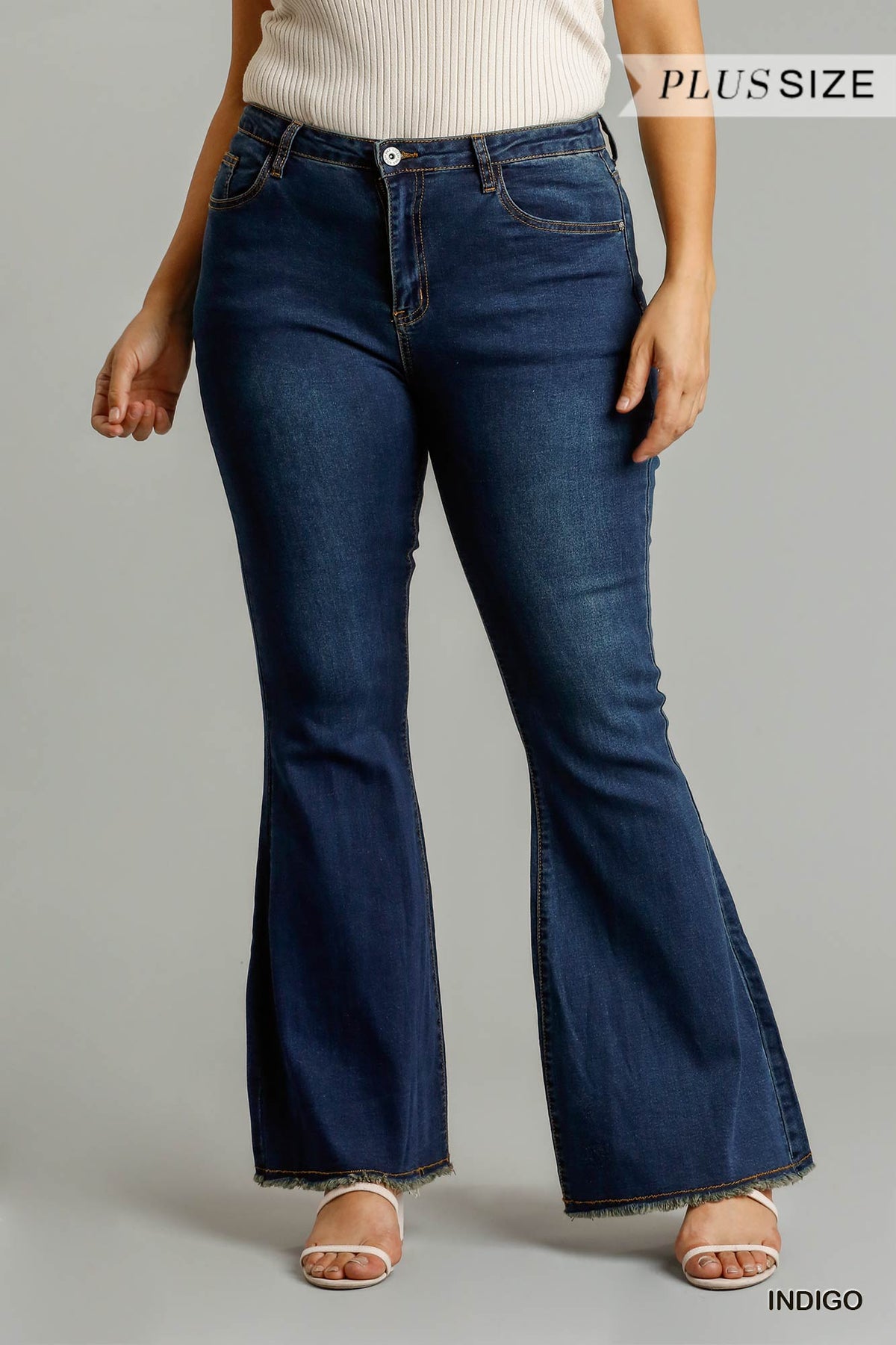 High Rise Stretch Denim Wide Leg Flare Jeans - YuppyCollections