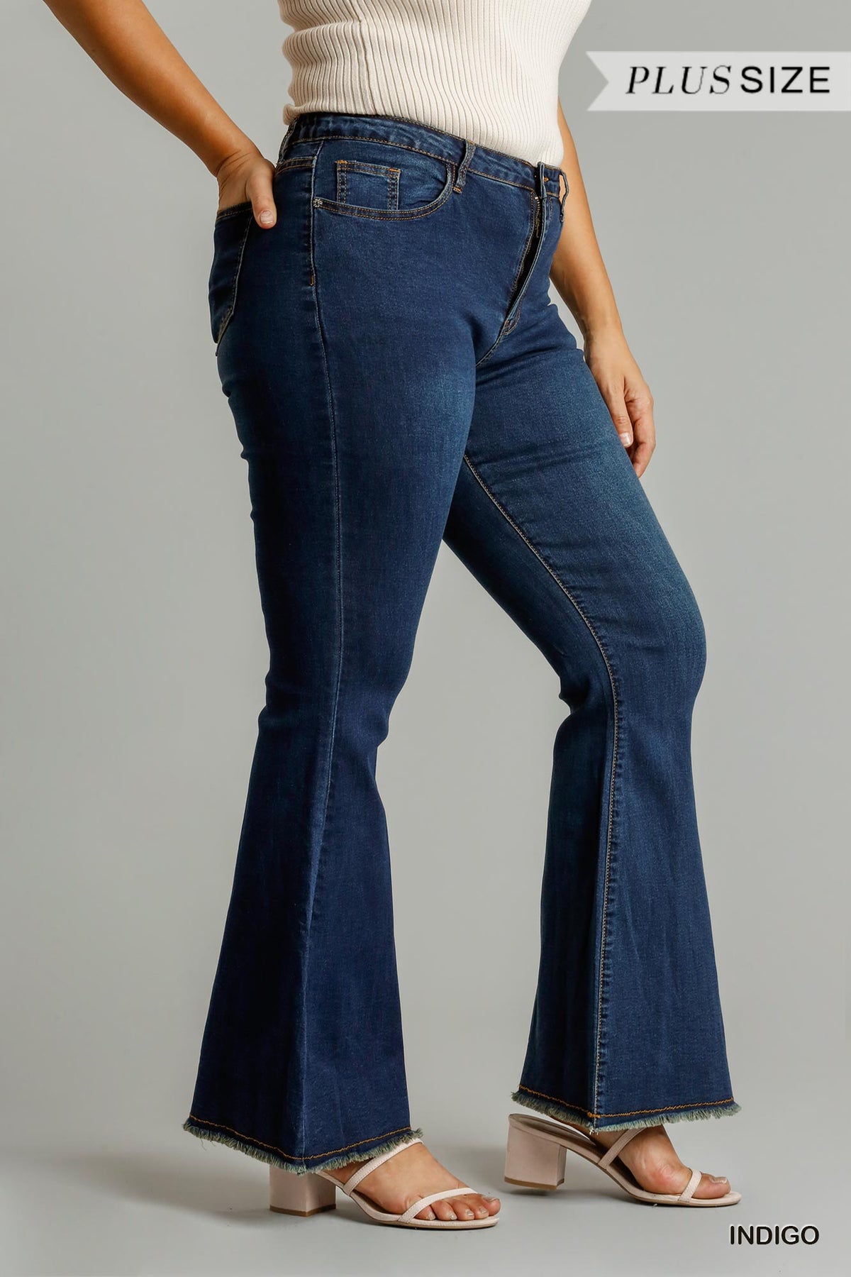 High Rise Stretch Denim Wide Leg Flare Jeans - YuppyCollections