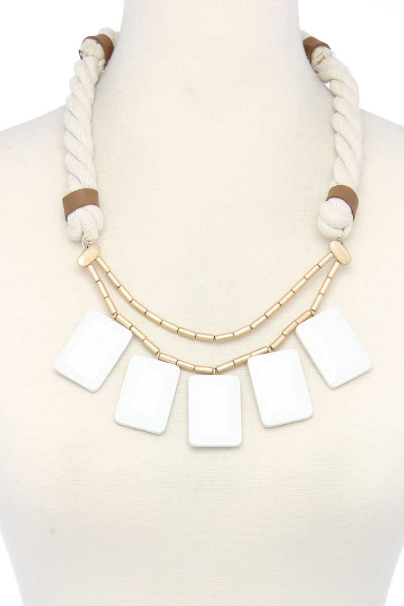 Sqaure Shape Rope Necklace - YuppyCollections