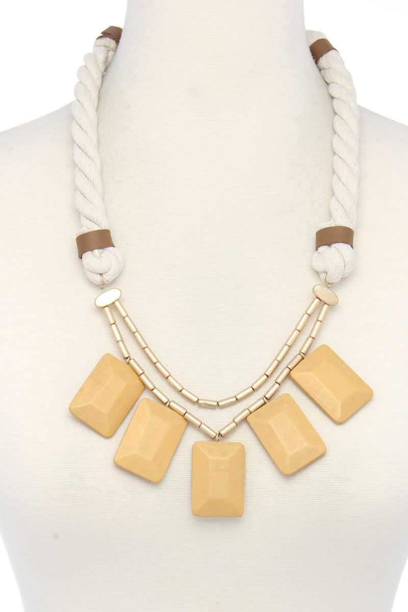 Sqaure Shape Rope Necklace - YuppyCollections