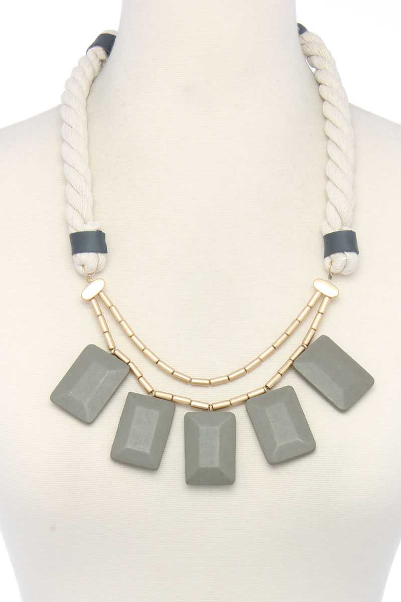 Sqaure Shape Rope Necklace - YuppyCollections