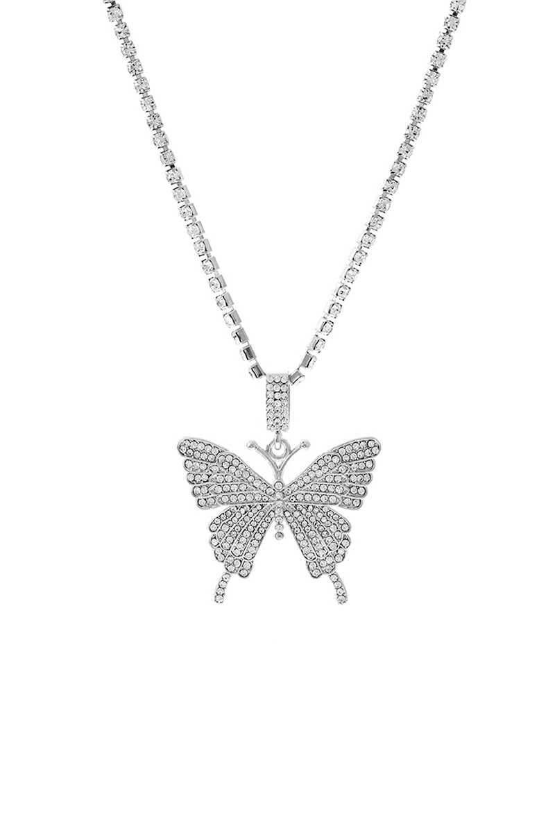 Fashion Rhinestone Butterfly Pendant Necklace - YuppyCollections