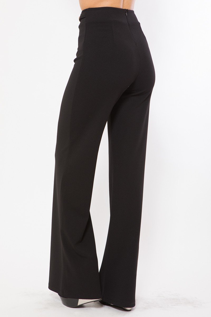 Waist Button And Buckle Detailed Fashion Pants - YuppyCollections