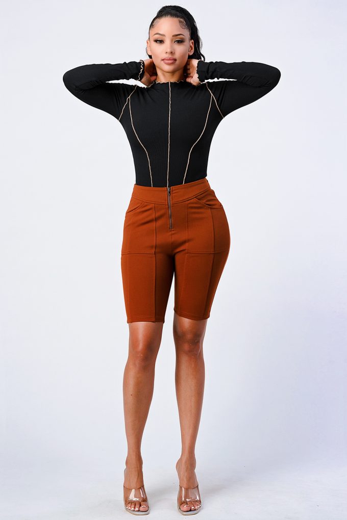 Zip Up Biker Shorts - YuppyCollections