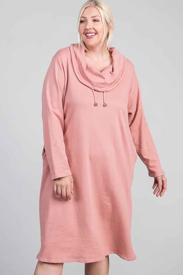 Turtleneck Hidden Pocket Long Sleeve Maxi Dress - YuppyCollections