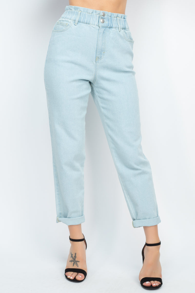 Double Button High-waisted Jeans - YuppyCollections