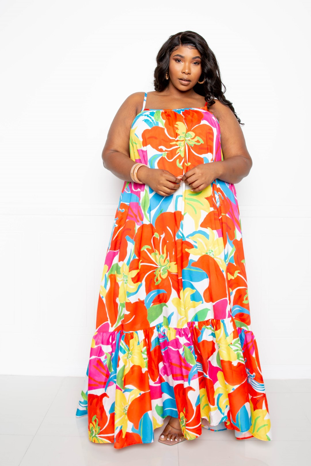 Printed Voluminous Maxi Dress - YuppyCollections