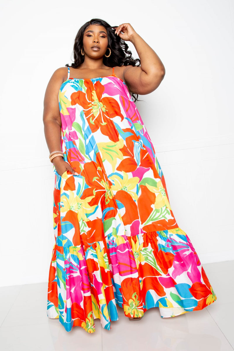 Printed Voluminous Maxi Dress - YuppyCollections