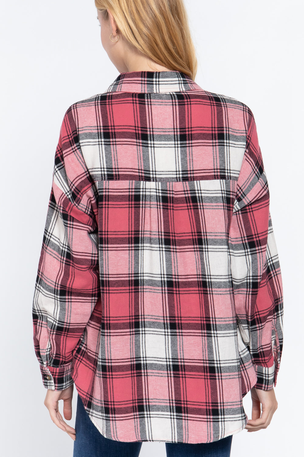 Long Slv Oversized Plaid Shirt - YuppyCollections