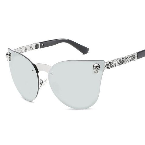 Skull Metal Frame Cat Eye Sunglasses Oversize For Women - YuppyCollections