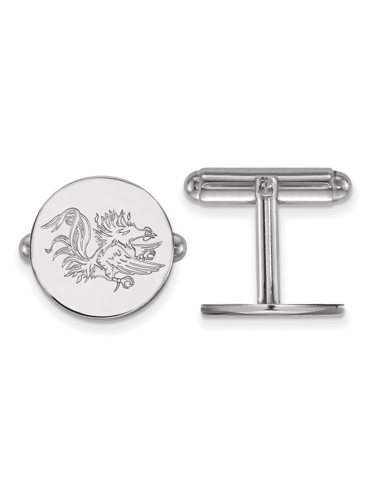 Sterling Silver Men'S University of South Carolina Gamecocks Cuff Links 15mm - YuppyCollections