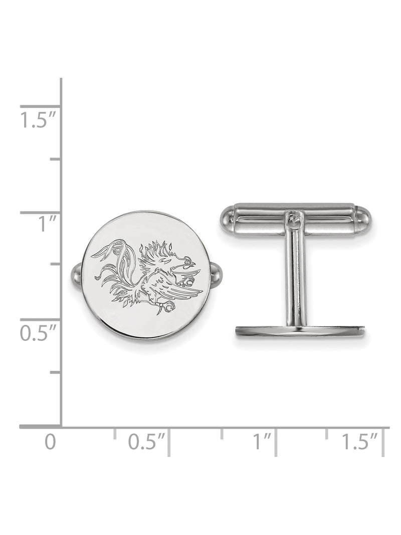 Sterling Silver Men'S University of South Carolina Gamecocks Cuff Links 15mm - YuppyCollections