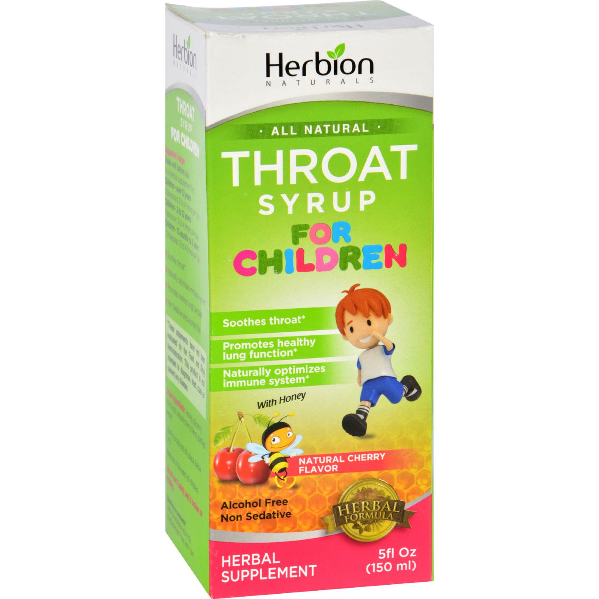 Herbion Naturals Throat Syrup - All Natural - Cherry - For Children - 5 oz - YuppyCollections