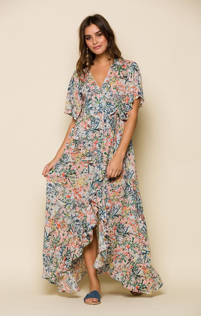 MONIQUE WRAP MAXI DRESS - YuppyCollections