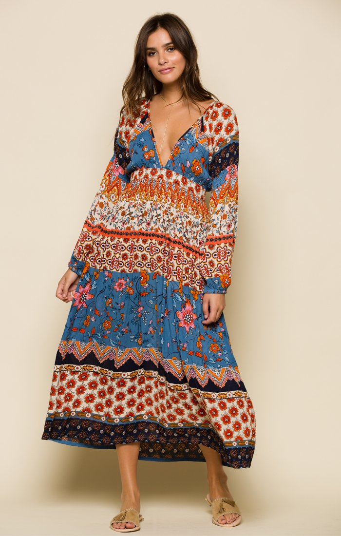 SUN DAZE PLUNGE MIDI DRESS - YuppyCollections