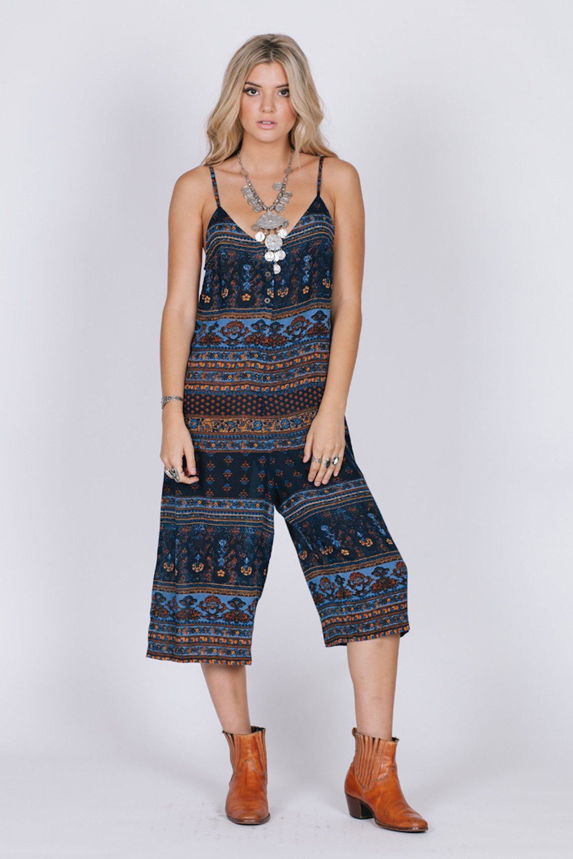 MIDNIGHT BLUES CULOTTES JUMPSUIT - YuppyCollections