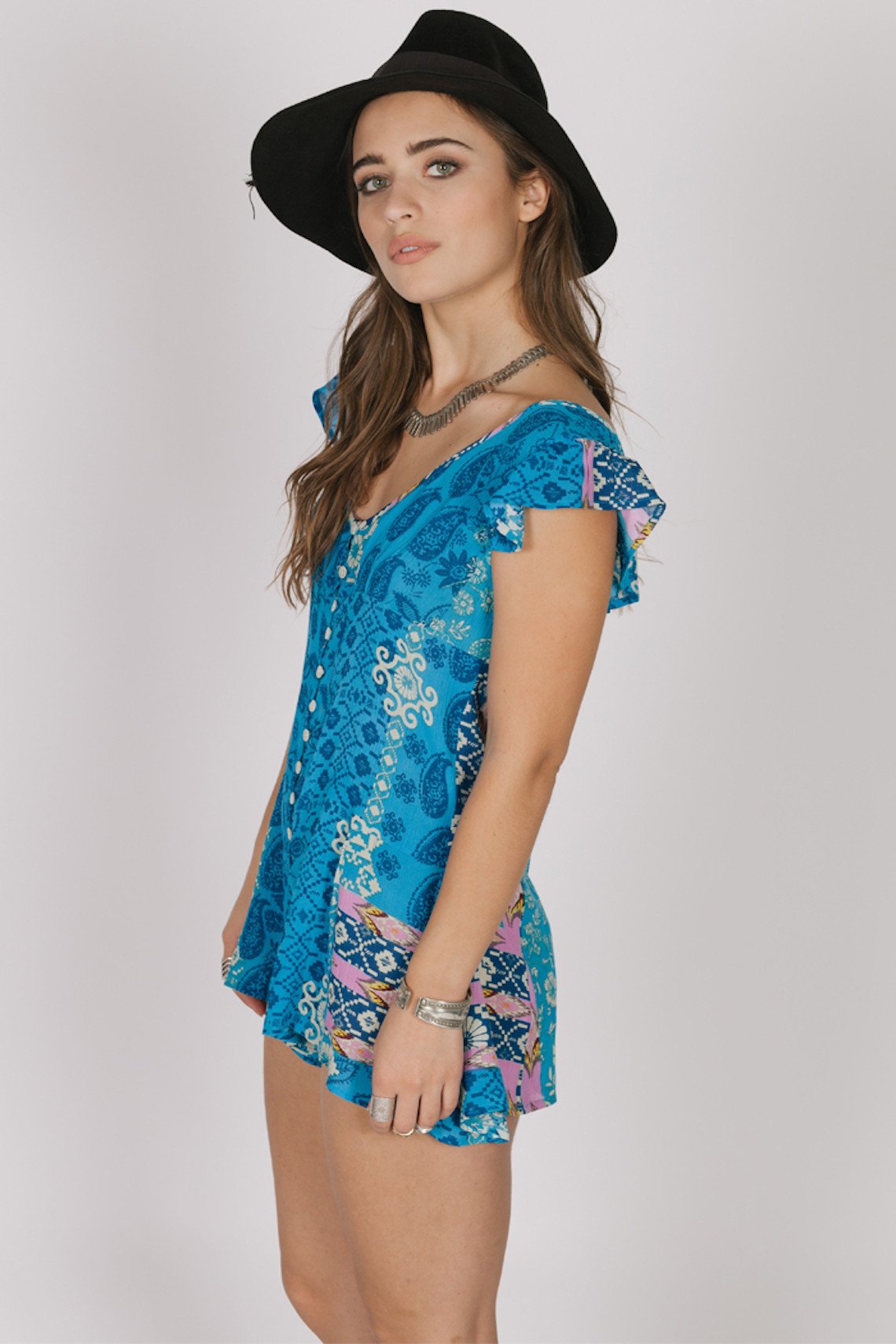 Oceanside Cap Sleeve Romper - YuppyCollections