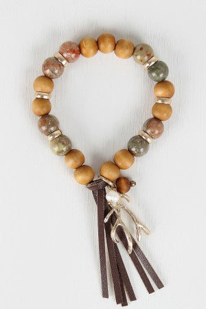 Antler Charm Beaded Bracelet - YuppyCollections