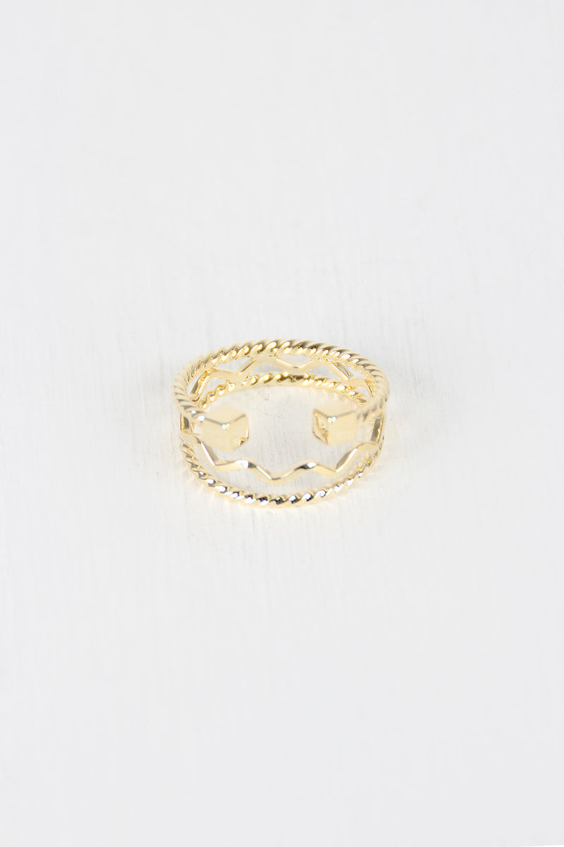 Stacked Multi Band Cube Ring - YuppyCollections