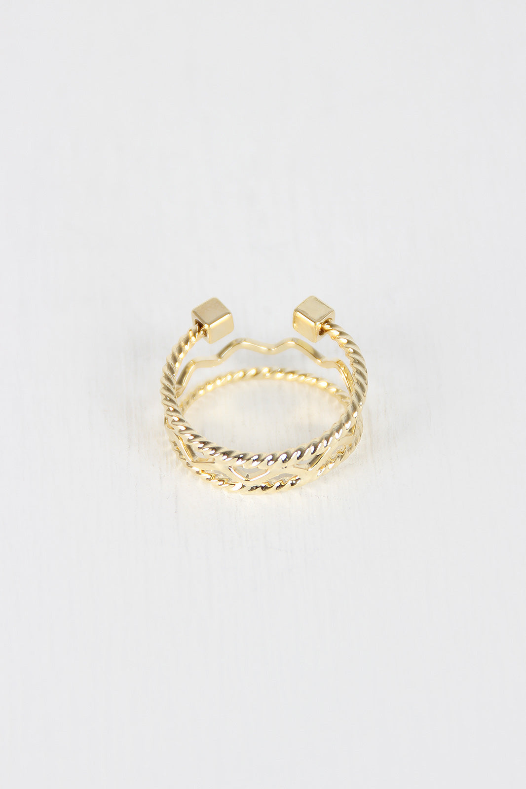 Stacked Multi Band Cube Ring - YuppyCollections