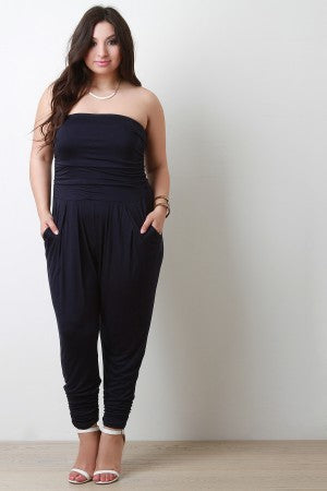 Strapless Ruched Jumpsuit - YuppyCollections