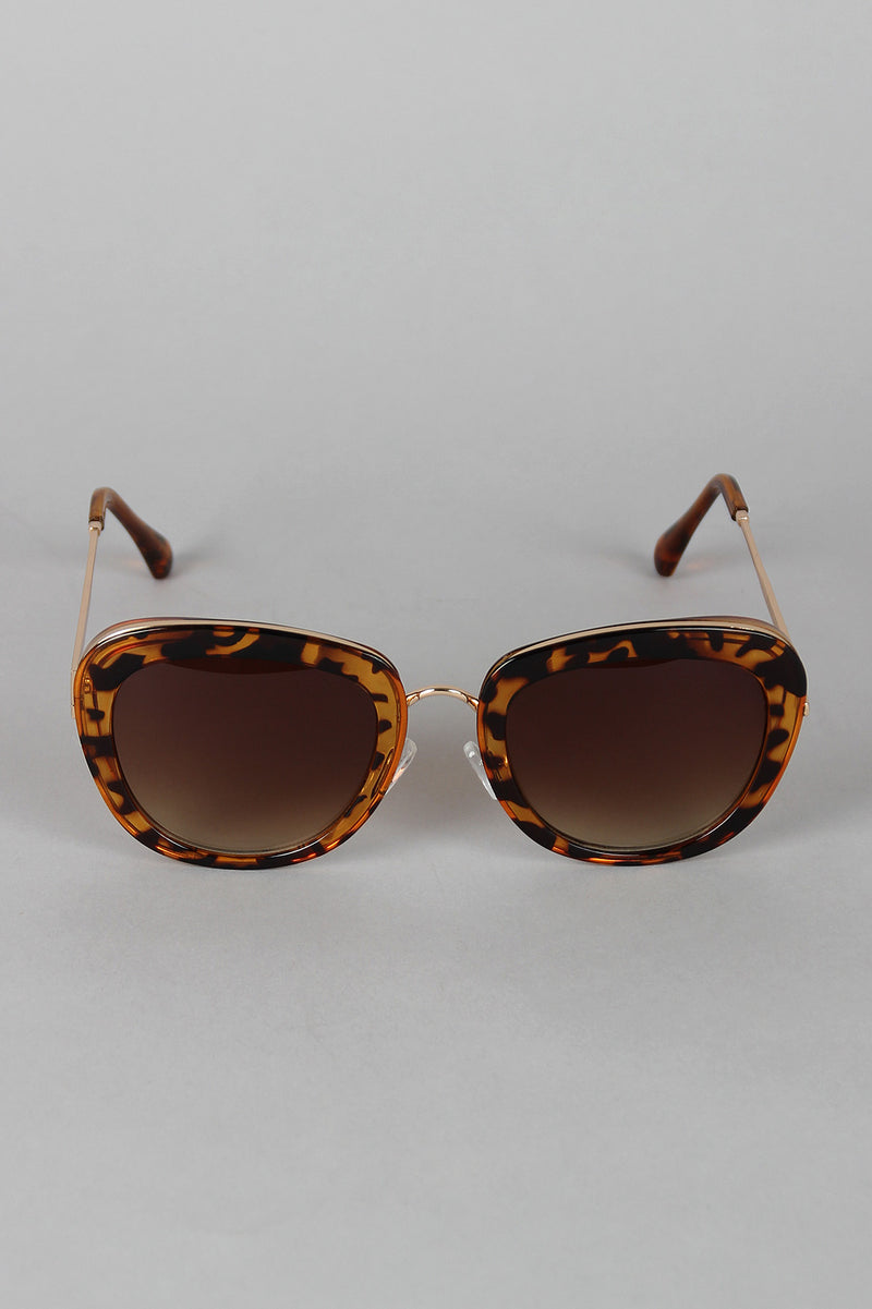 Mod Rectangular Cat Eye Wire Bridge Sunglasses - YuppyCollections