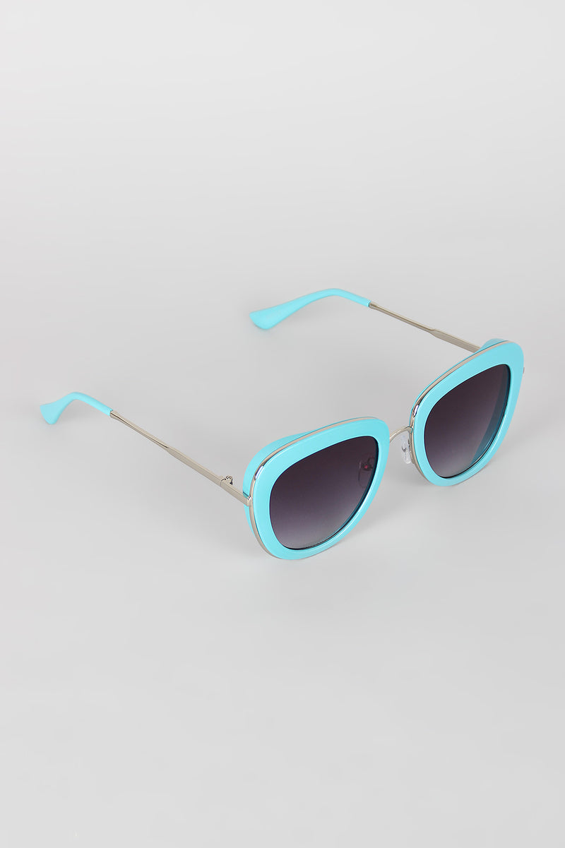 Rectangular Mod Contrast Sunglasses - YuppyCollections