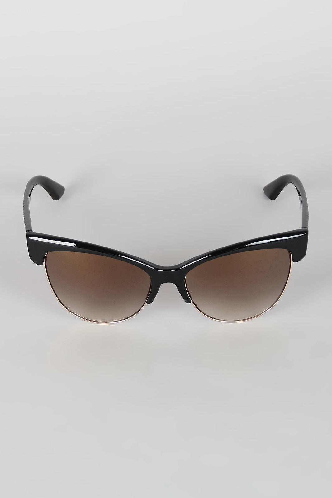 Semi-Rimless Wild Cat Textured Sunglasses - YuppyCollections