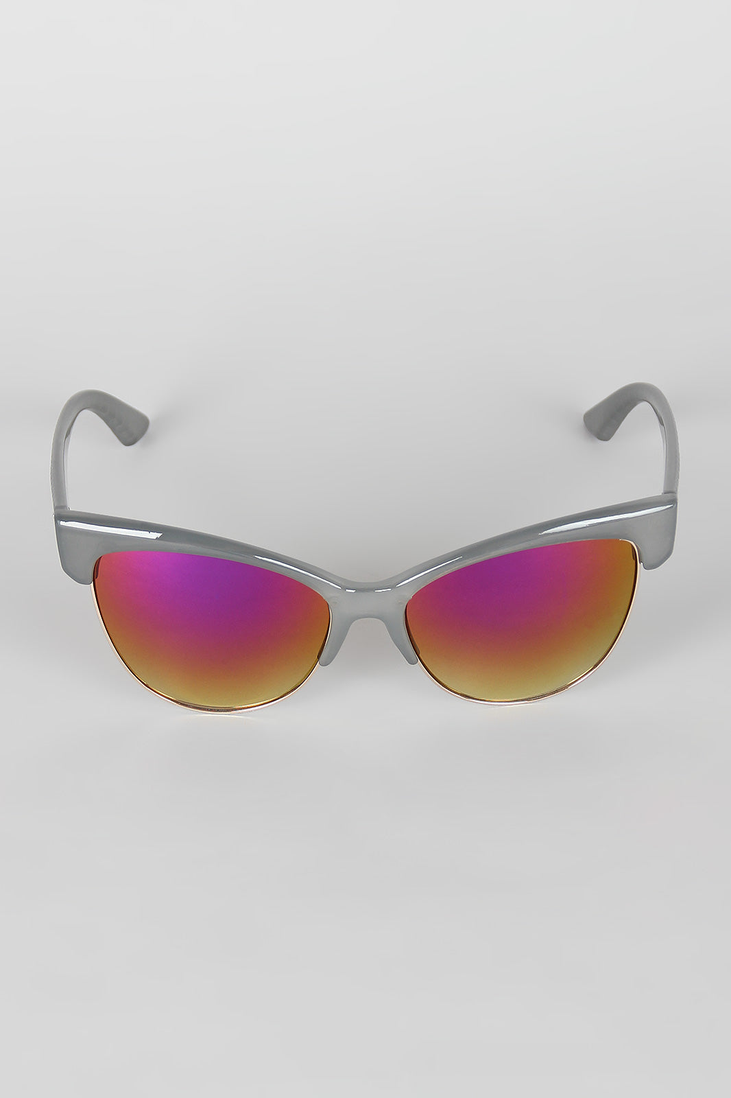 Semi-Rimless Wild Cat Textured Sunglasses - YuppyCollections