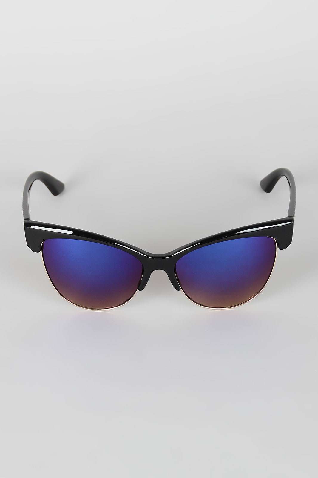 Semi-Rimless Wild Cat Textured Sunglasses - YuppyCollections