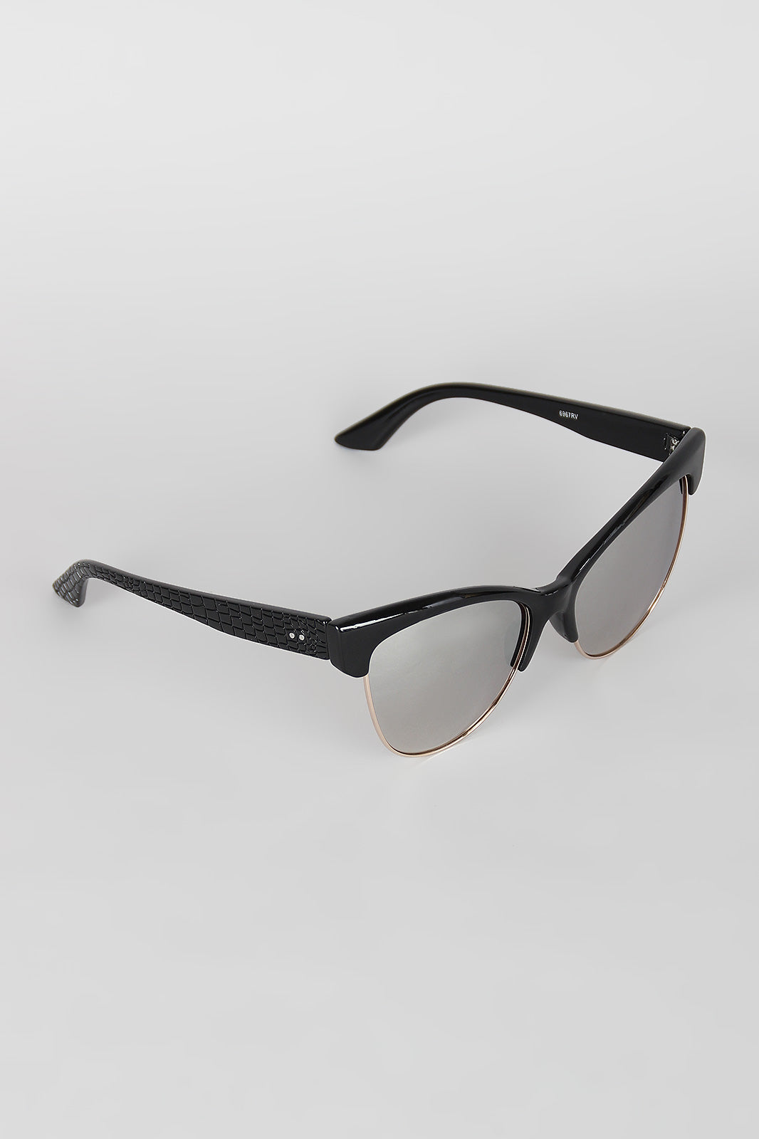 Semi-Rimless Wild Cat Textured Sunglasses - YuppyCollections