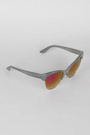 Semi-Rimless Wild Cat Textured Sunglasses - YuppyCollections