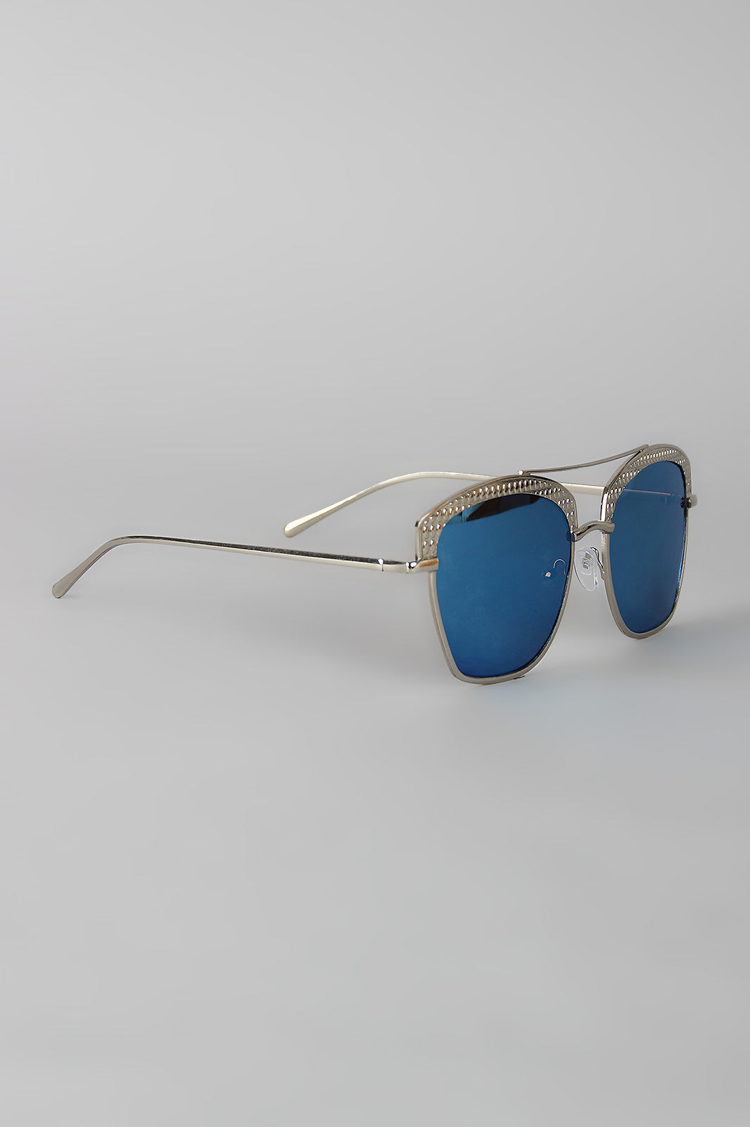 Textured Semi Rimless Wire Frame Sunglasses - YuppyCollections