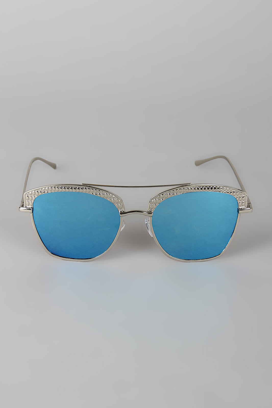 Textured Semi Rimless Wire Frame Sunglasses - YuppyCollections