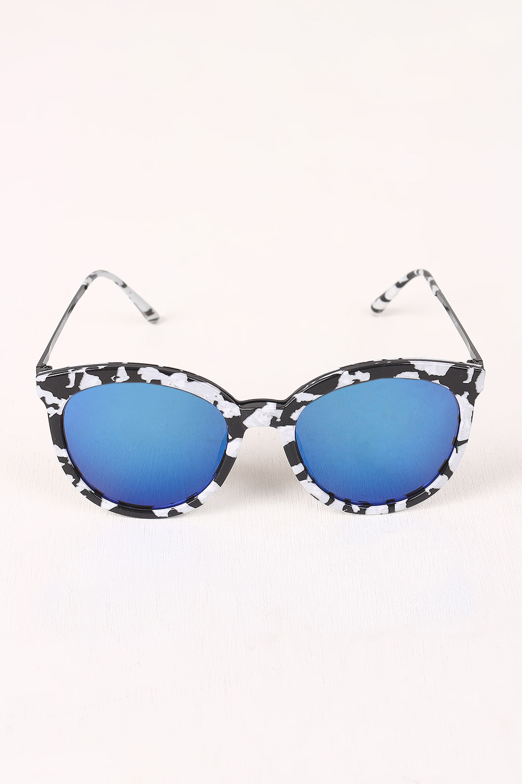 Printed Plastic Frame Mirrored Wayfarer Sunglasses - YuppyCollections