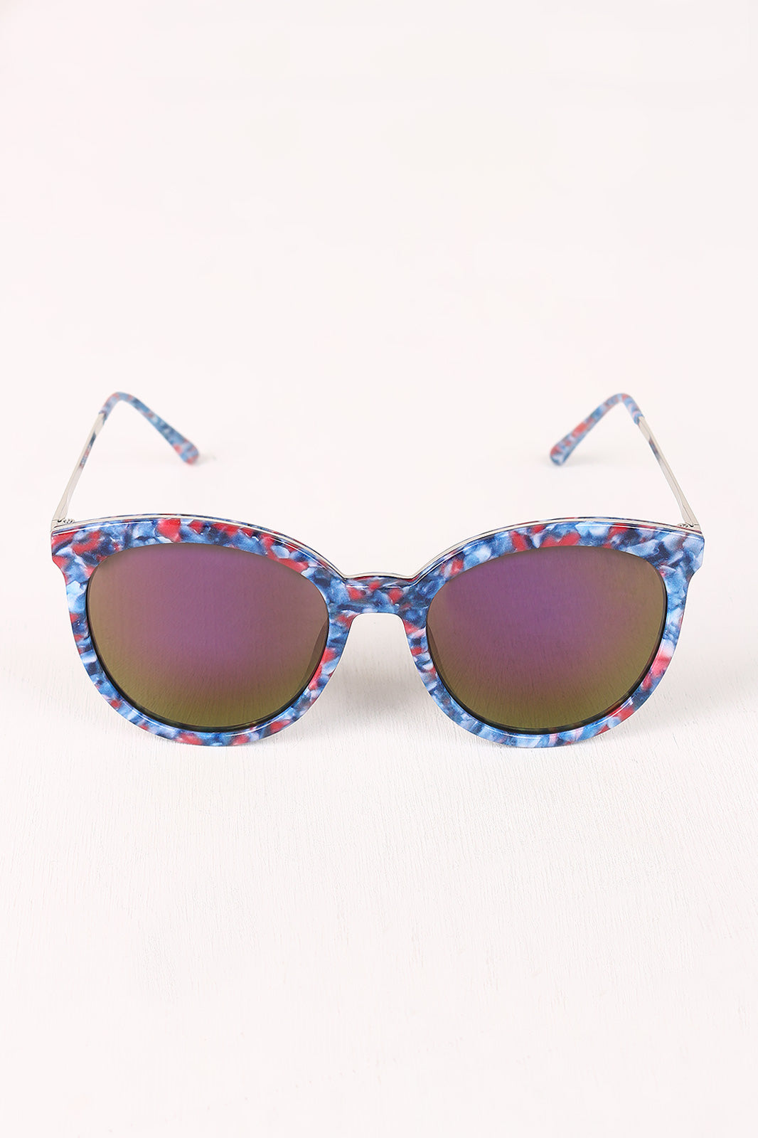 Printed Plastic Frame Mirrored Wayfarer Sunglasses - YuppyCollections