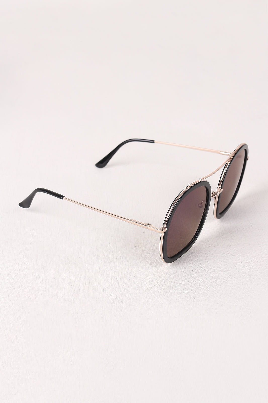 Double Bridge Round Mirrored Sunglasses - YuppyCollections