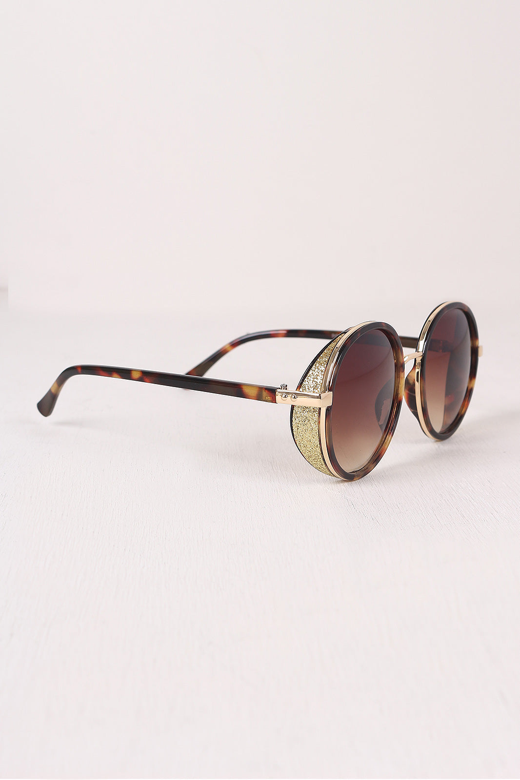 Round Mirrored Glitter Sunglasses - YuppyCollections