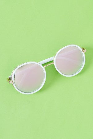 Round Mirrored Glitter Sunglasses - YuppyCollections