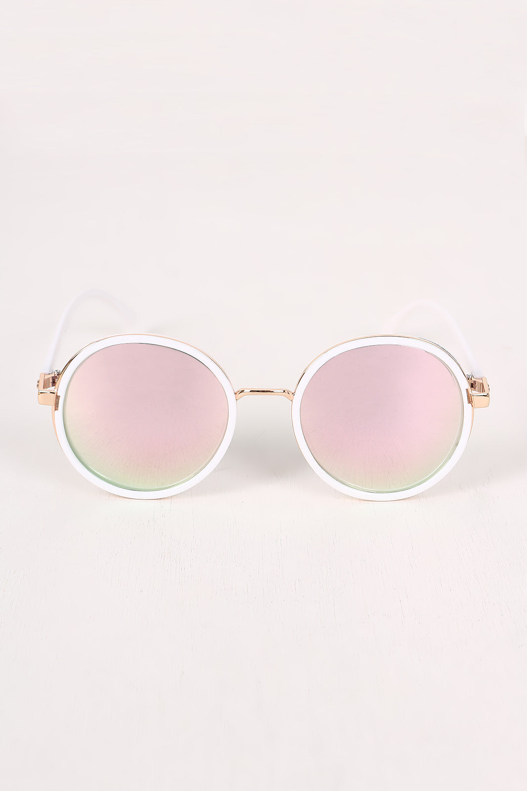 Round Mirrored Glitter Sunglasses - YuppyCollections