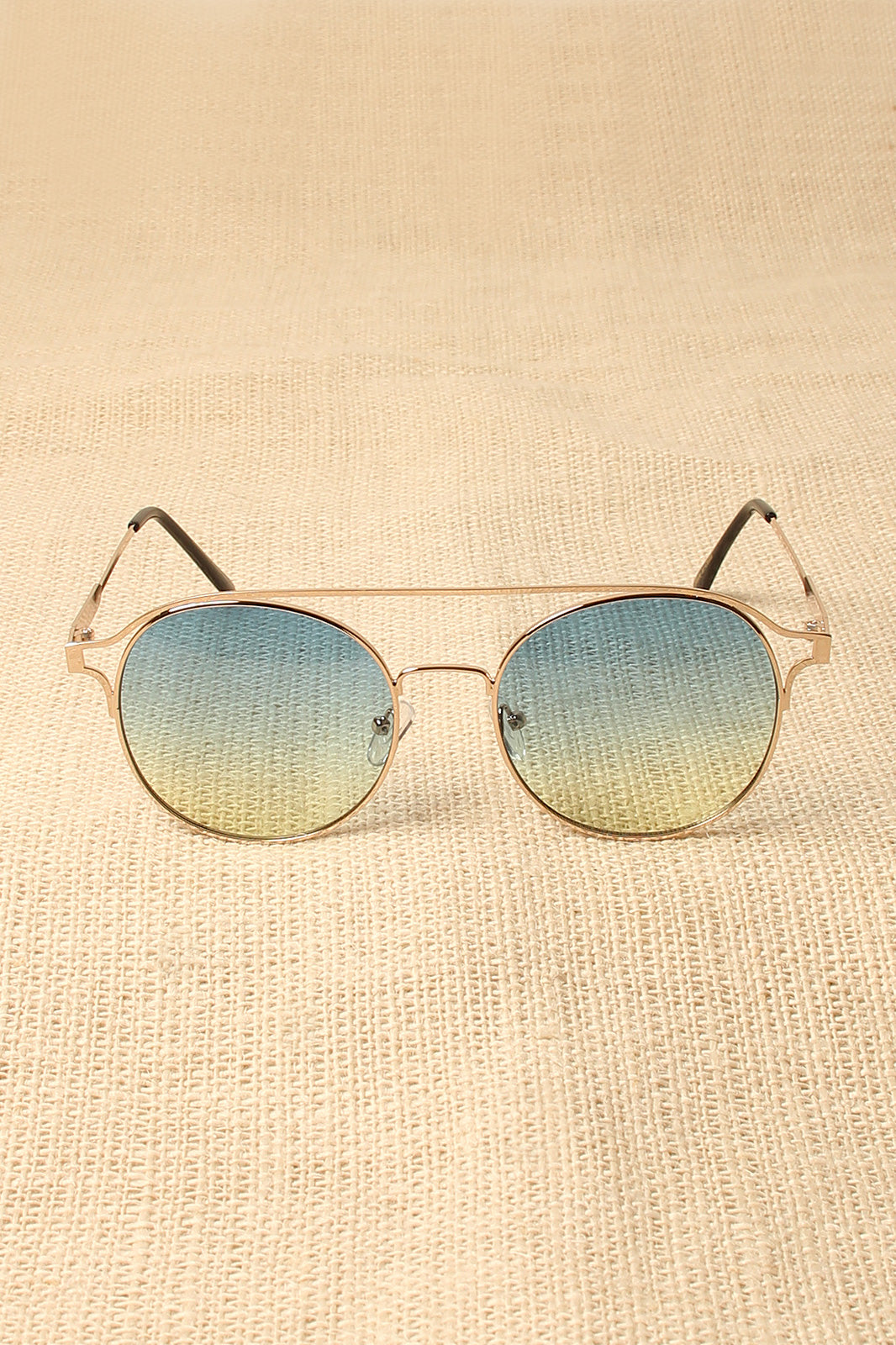 Ombre Brow-Bar Round Sunglasses - YuppyCollections