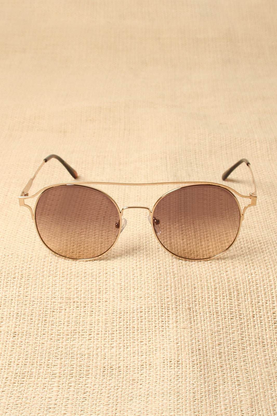 Ombre Brow-Bar Round Sunglasses - YuppyCollections