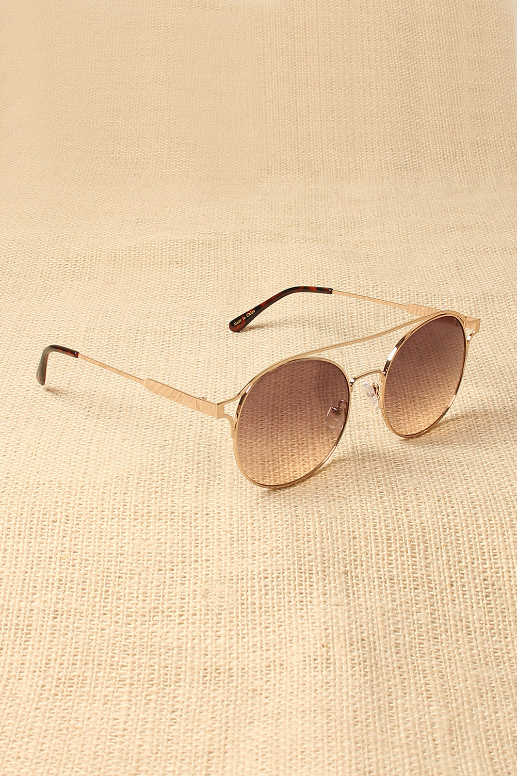 Ombre Brow-Bar Round Sunglasses - YuppyCollections